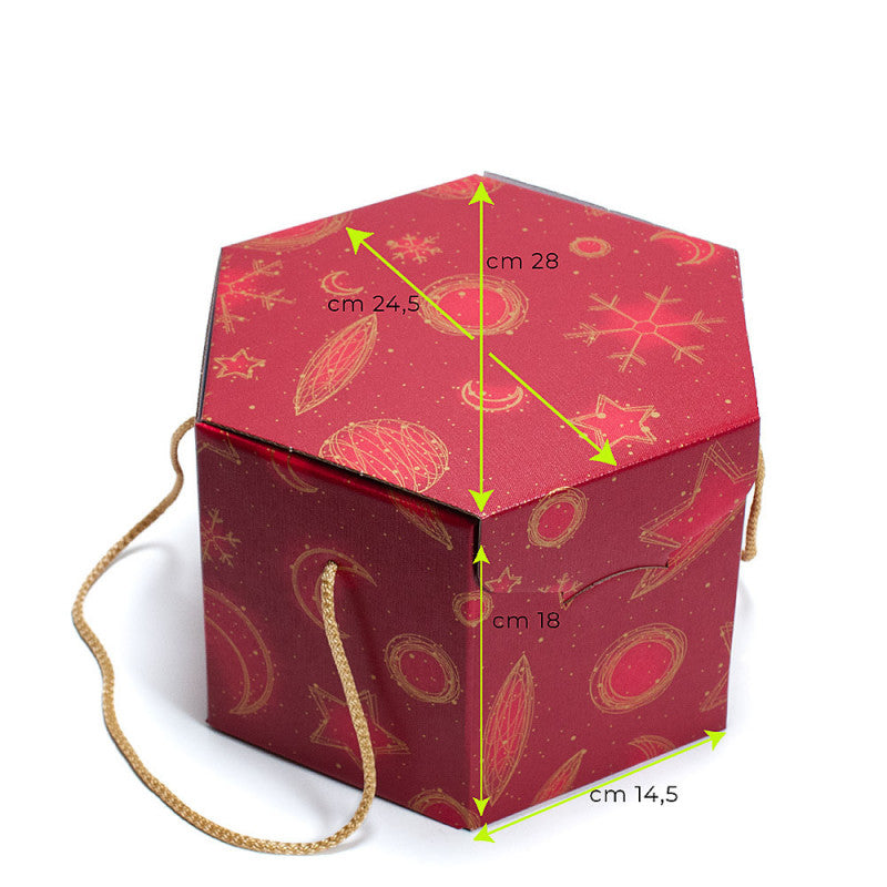 Scatola esagonale Segreto 24,5x24,5x18cm Red Universe