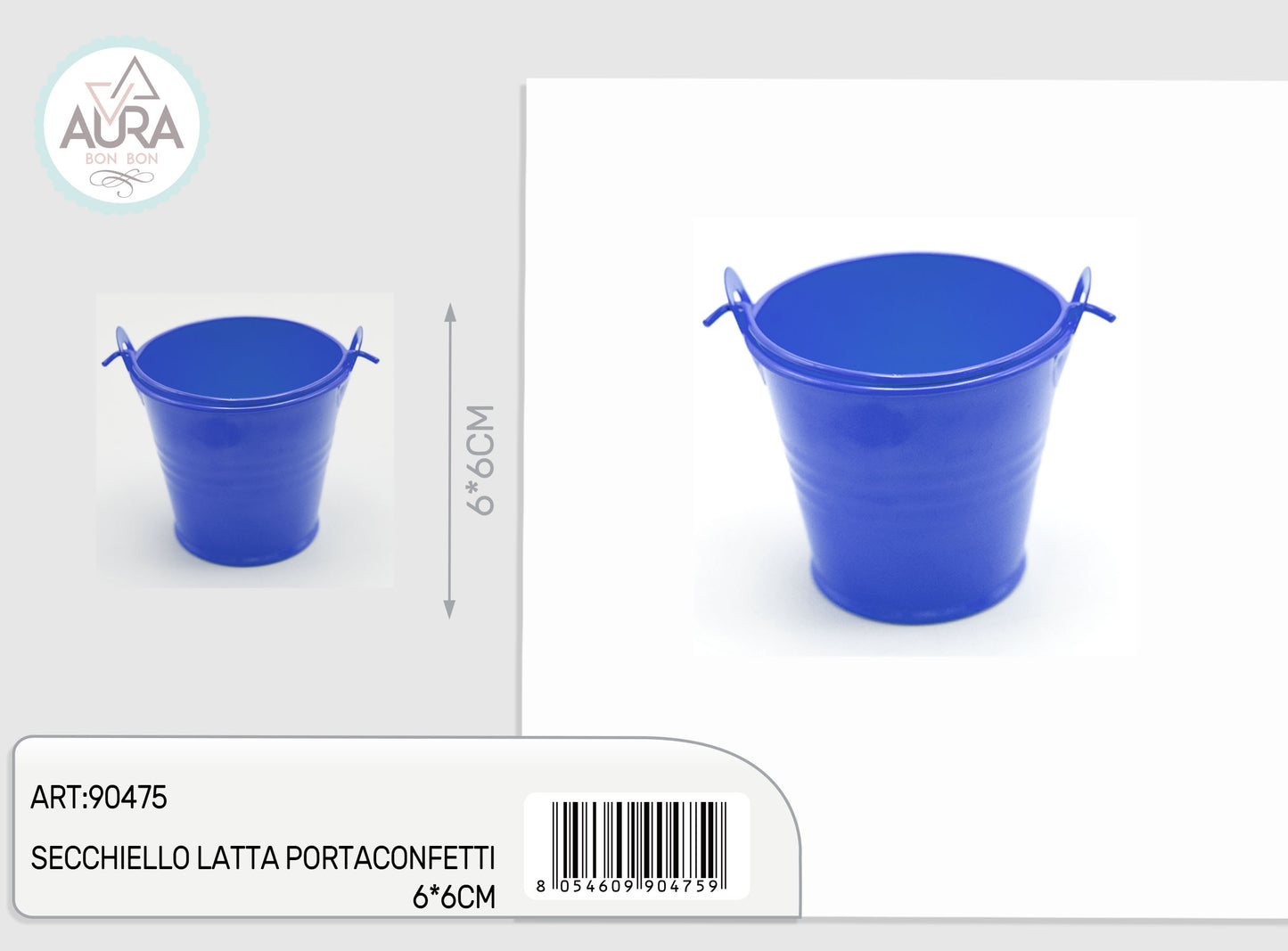 secchiello latta portaconfetti blu 6x6cm