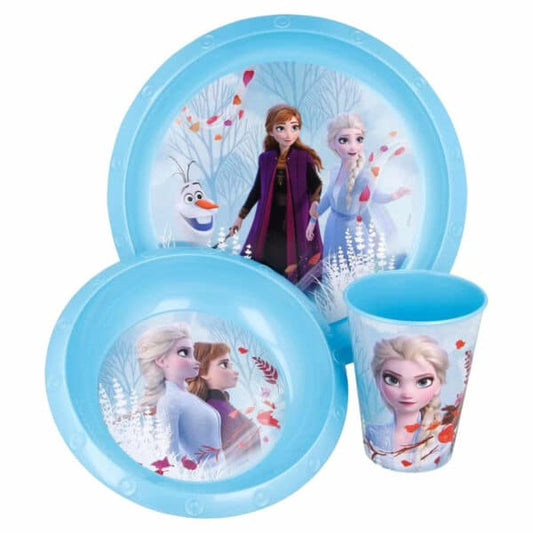 Frozen II set 3 pz. piatti fondo + piano + bicchiere