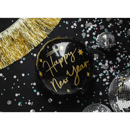 Foil balloon Happy New Year 45cm black