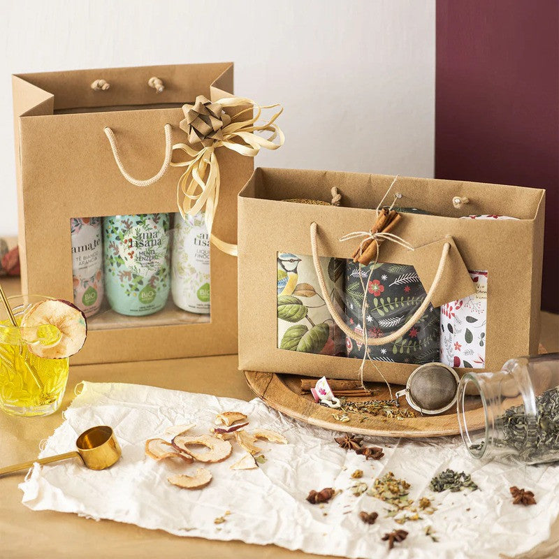 Shopper con finestra 15x15x15cm avana