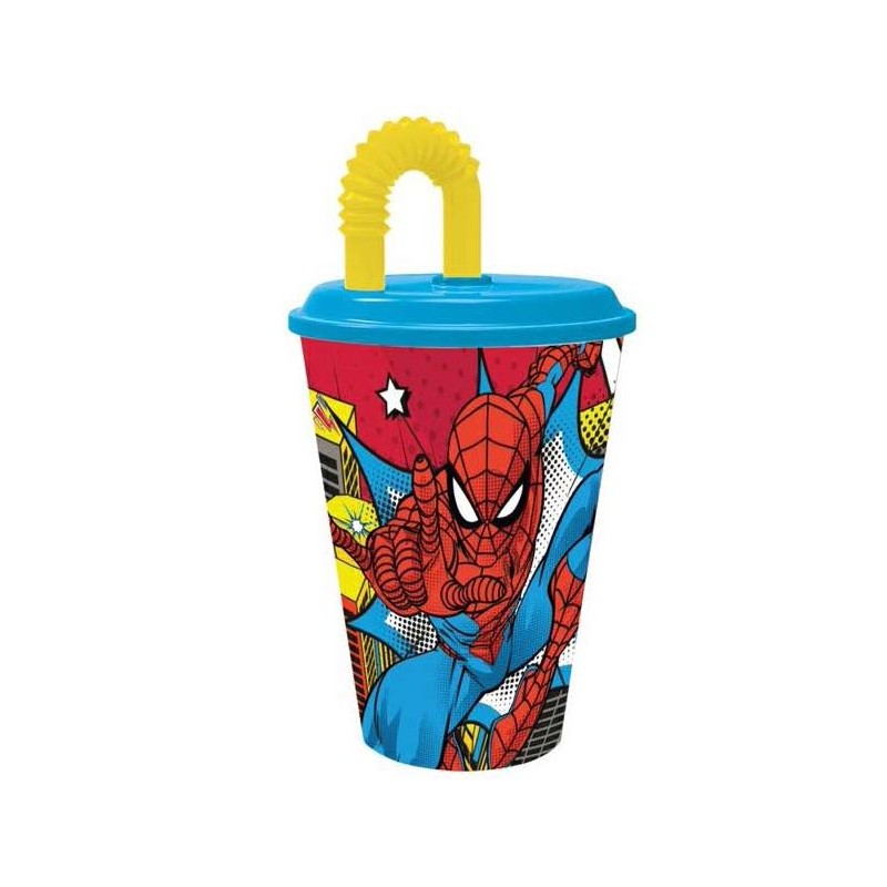 Spiderman Bicchiere con cannuccia ml.430