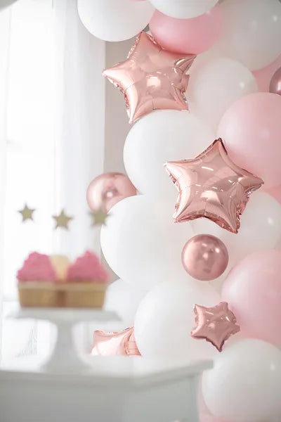 Foil balloons Stars 12cm pink gold 25pcs