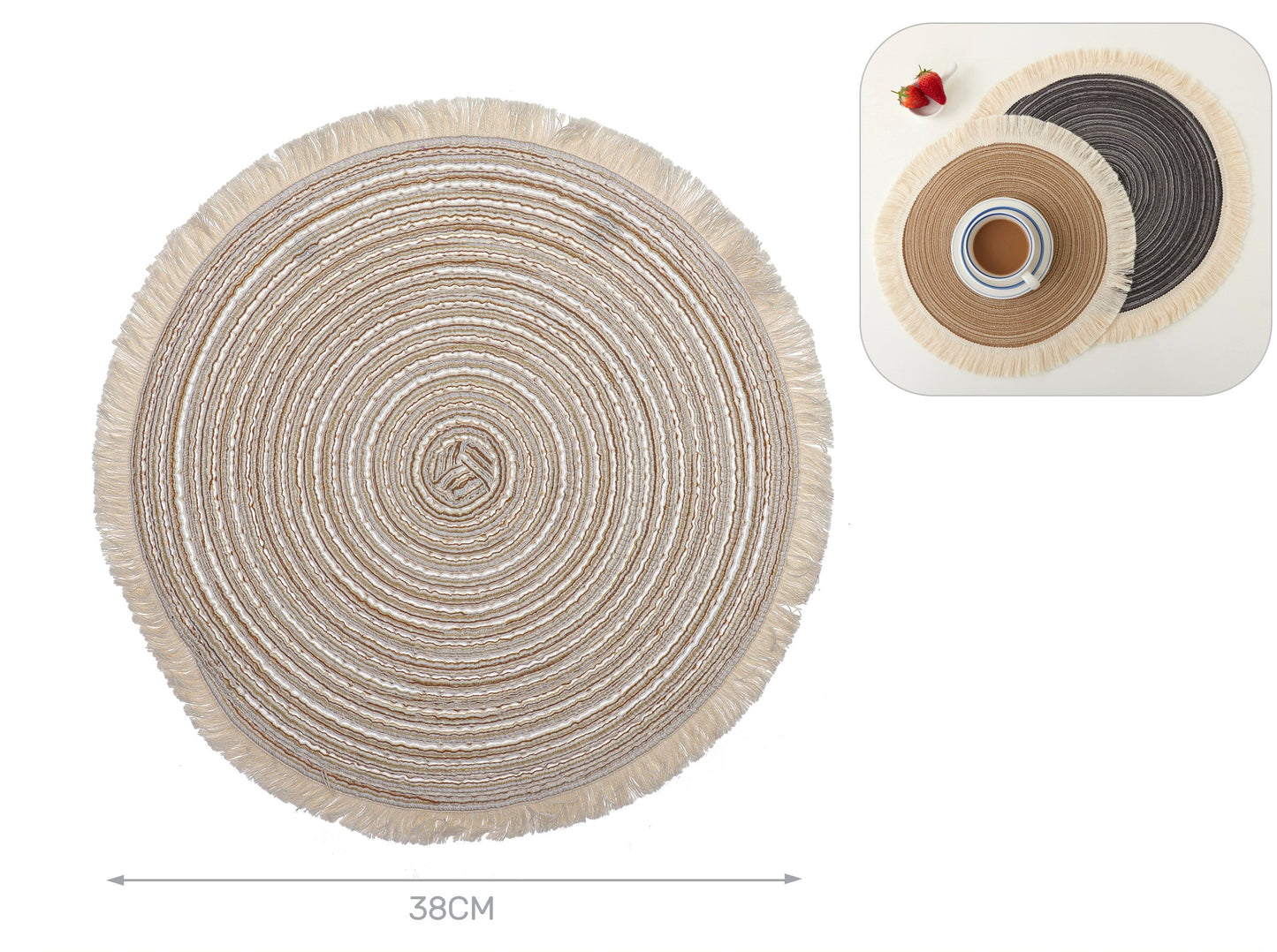 tovaglietta con frange beige