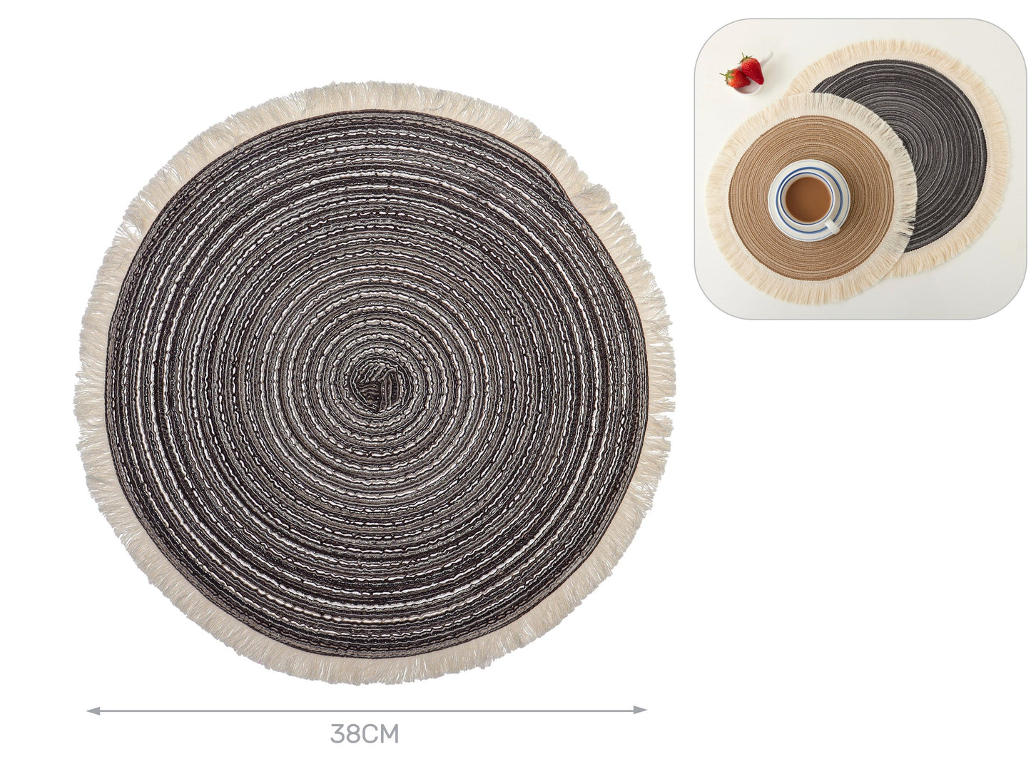 tovaglietta nera con frange