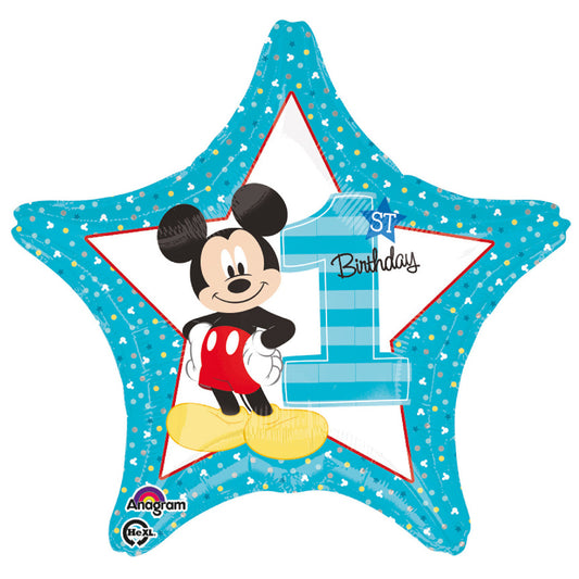 Palloncino Stella topolino Mickey numero 1   18inch/45cm celeste