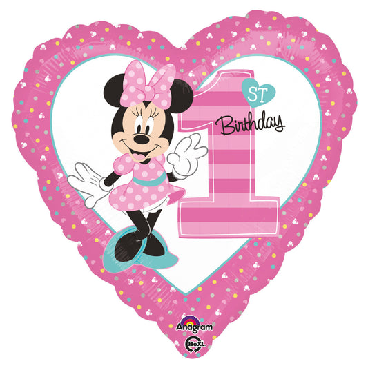 Shape cuore 18inch/45cm Minnie 1st birthday