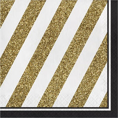Napkin 33x33cm Black & Gold?16 pcs