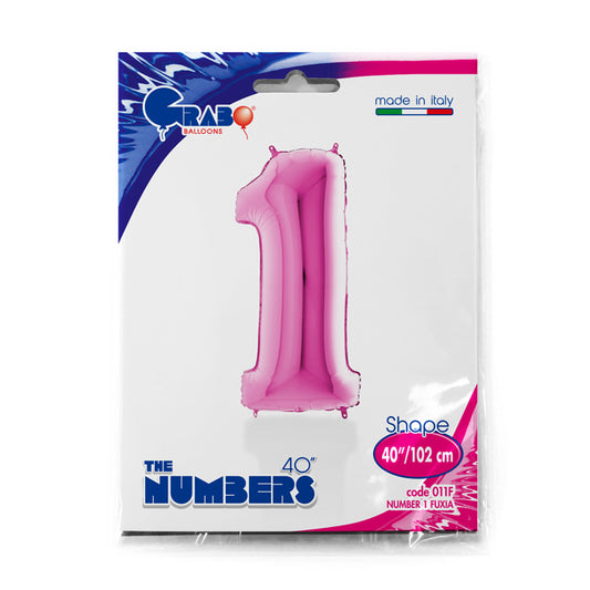 numerone 1 foil 100cm/40inch fucsia