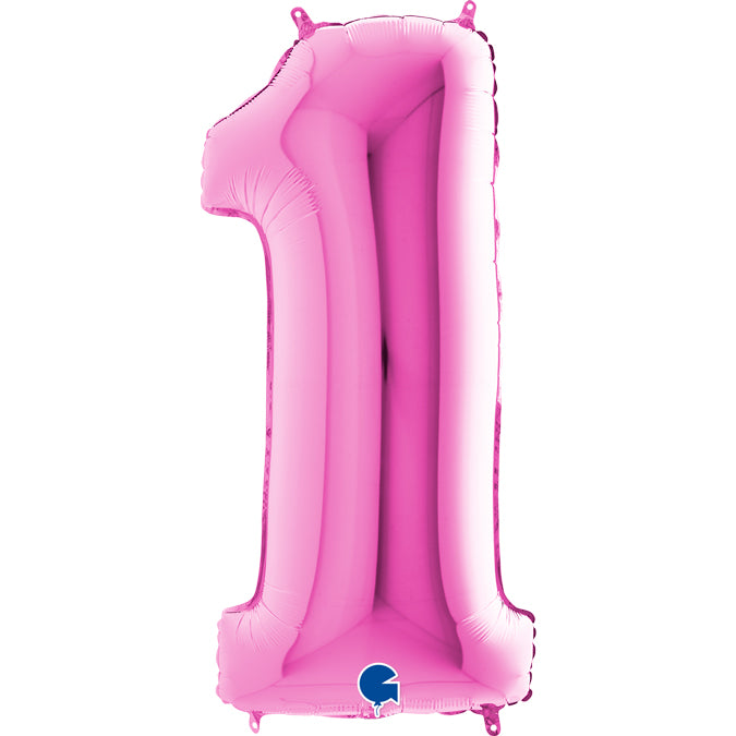 large number 1 foil 100cm/40inch fuchsia