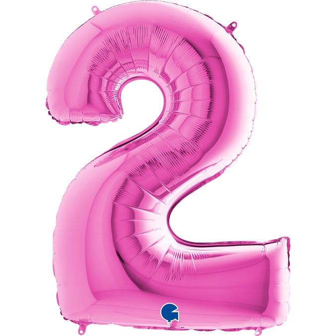 large number 2 foil 100cm/40inch fuchsia