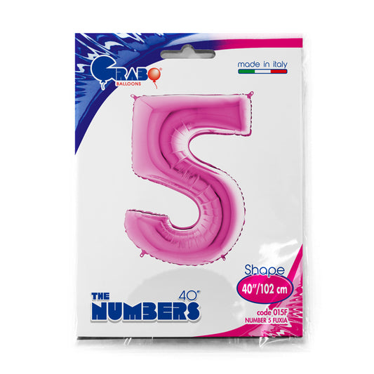 numerone 5 foil 100cm/40inch fucsia