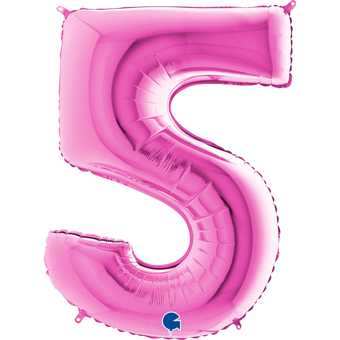 large number 5 foil 100cm/40inch fuchsia