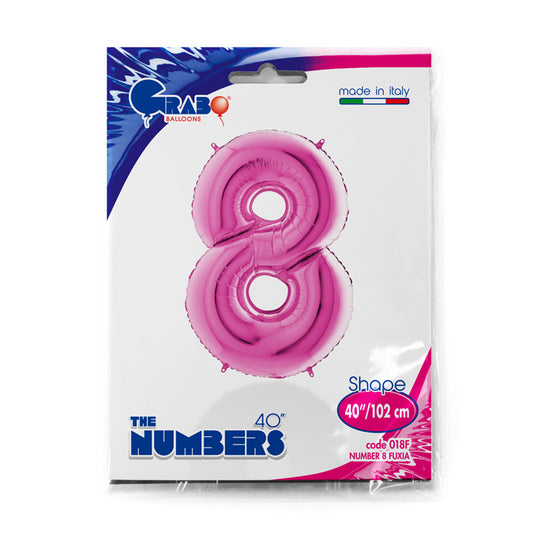 numerone 8 foil 100cm/40inch fucsia