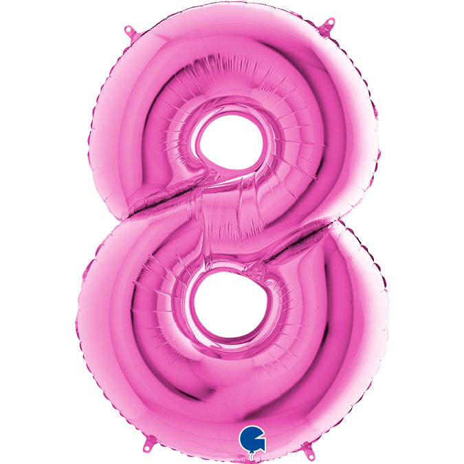 large number 8 foil 100cm/40inch fuchsia