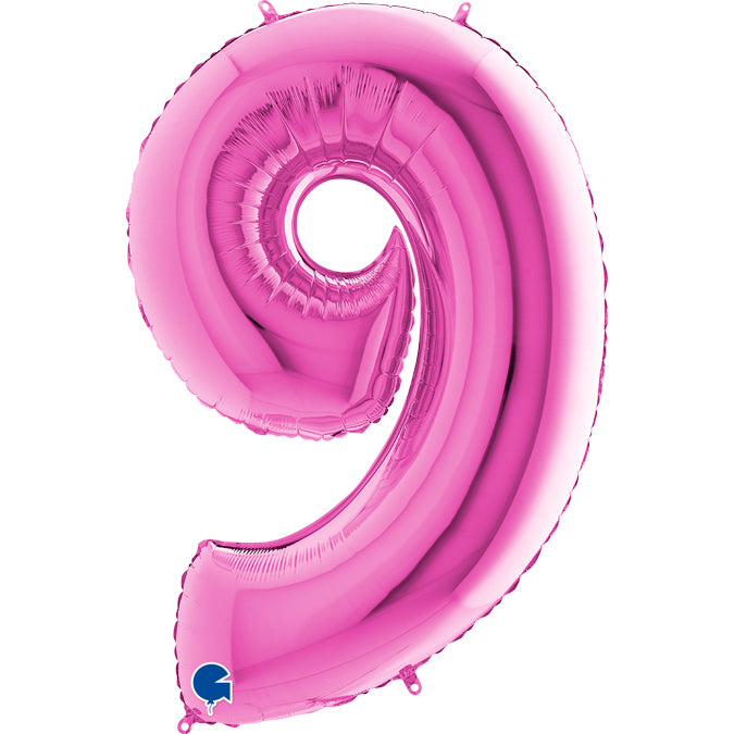 large number 9 foil 100cm/40inch fuchsia