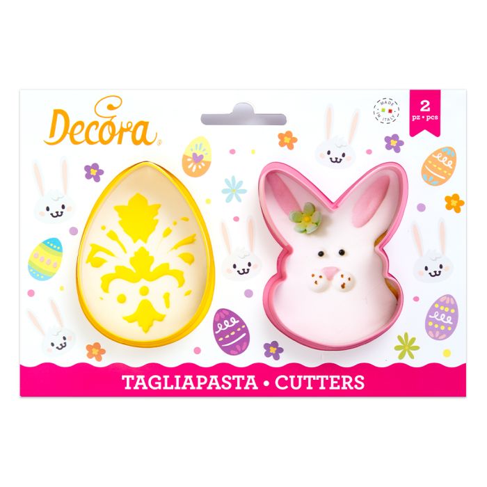 Set 2 tagliapasta uovo e faccia coniglietto 8/9 x h 2,2 cm in plastica