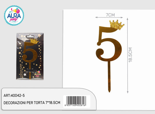 Cake topper oro n. 5