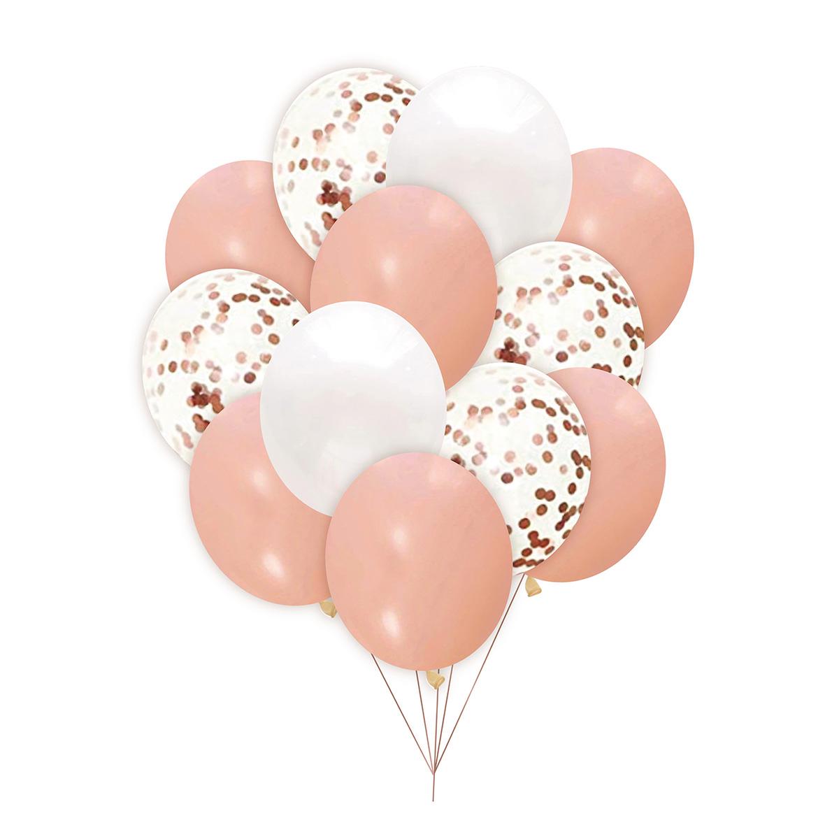 12pcs Pink/Clear/White Balloon Kit 10inch