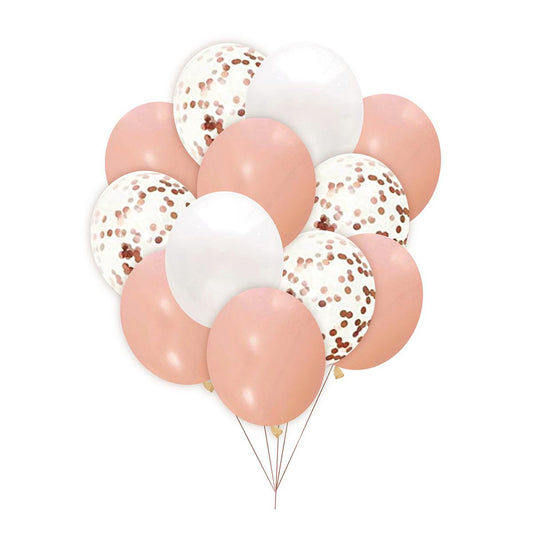 Kit palloncini 12pz rosa/trasparente/bianco 10inch