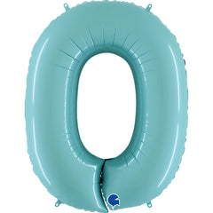 number 0 foil 100cm/40inch light blue