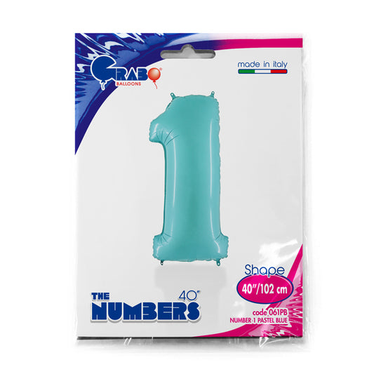 numero 1 foil 100cm/40inch celeste