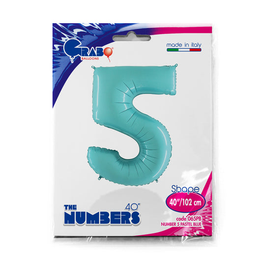 numero 5 foil 100cm/40inch celeste