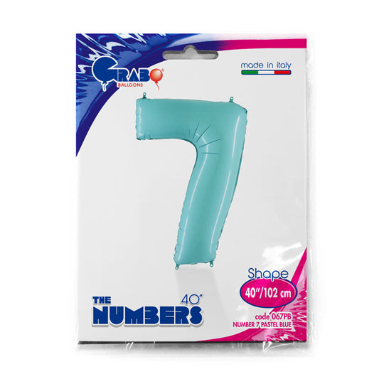 numero 7 foil 100cm/40inch celeste