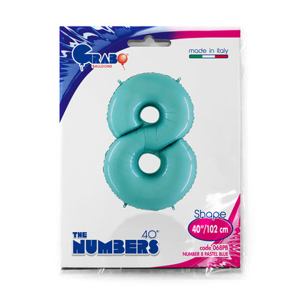 numero 8 foil 100cm/40inch celeste