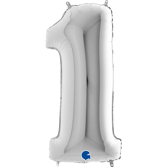 numerone 1 foil 100cm/40inch 1pz argento