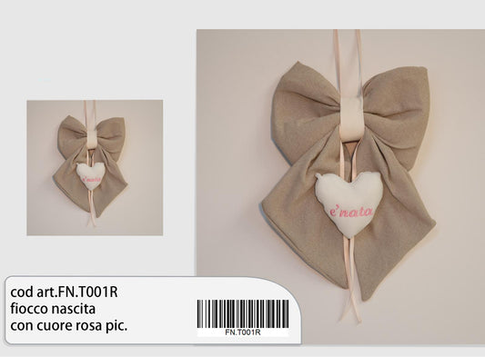 Fiocco nascita con cuore rosa piccolo