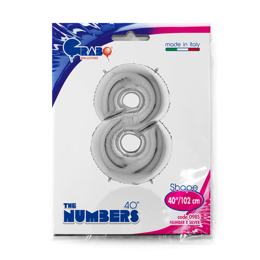 numerone 8 foil 40cm/16inch argento