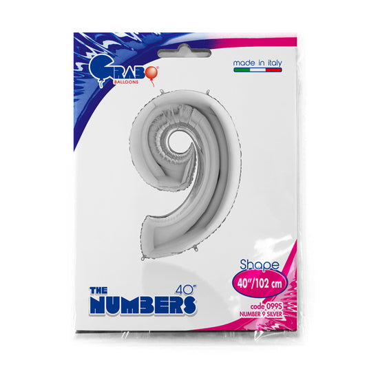 numerone 9 foil 40cm/16inch argento