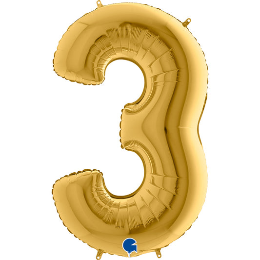 numero 3 foil 100cm/40inch oro