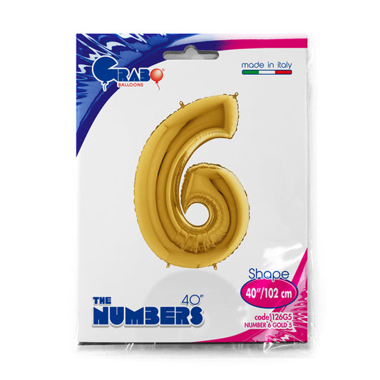 numero 6 foil 100cm/40inch oro