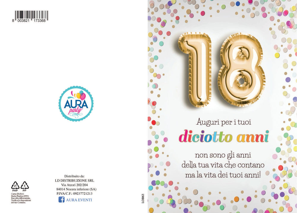 Biglietto di auguri per 18 anni