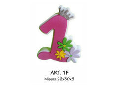 numero 1 con fiori fuxia h. 30 cm