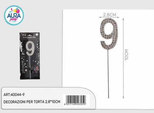 Cake topper con strass strass n. 9