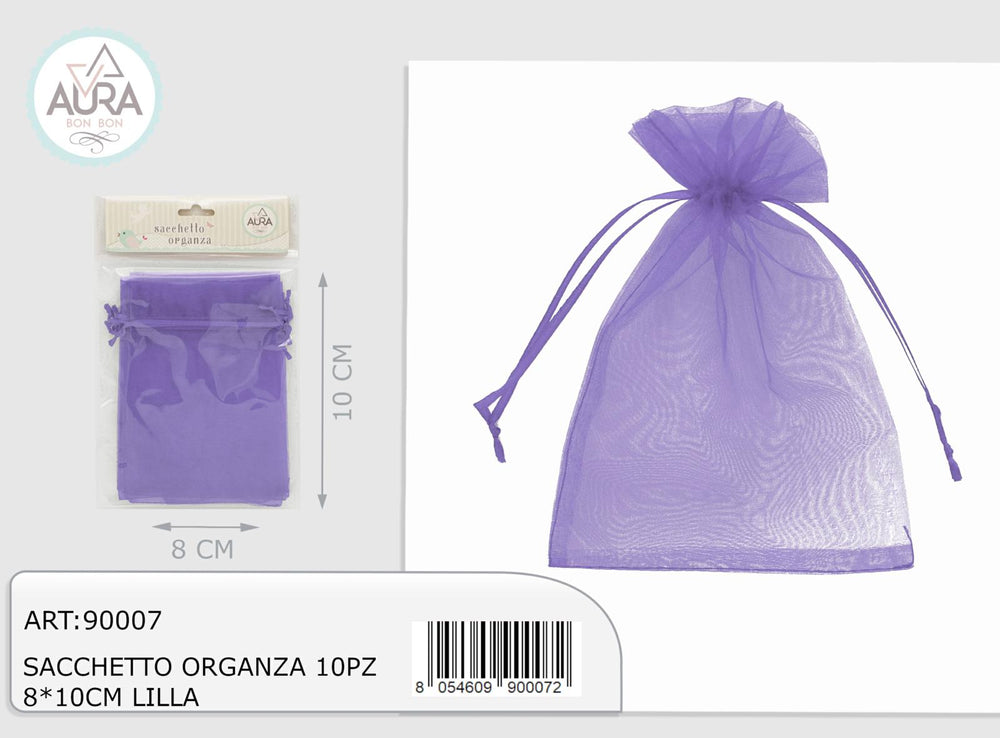 Organza bag 10pcs 8x10cm lilac