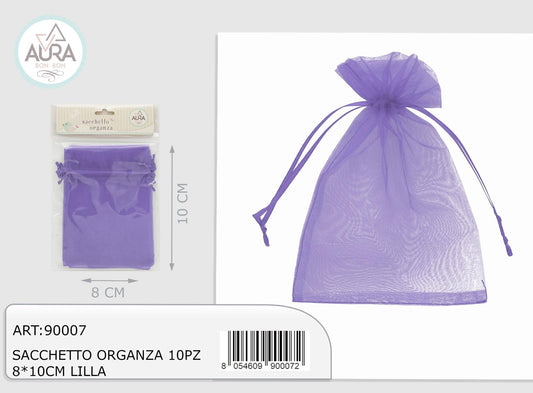 Sacchetto organza 10pz 8x10cm lilla