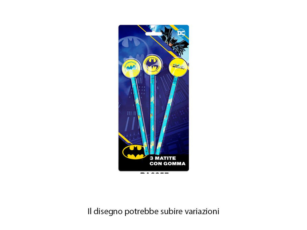 Set of 3 Batman pencils with eraser