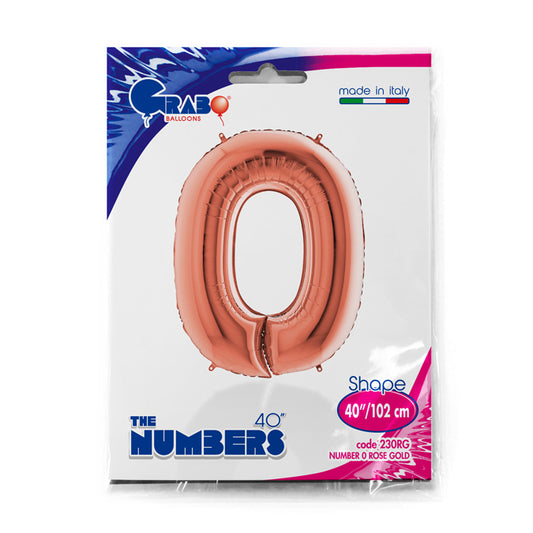 numero 0 foil 100cm/40inch rosa gold