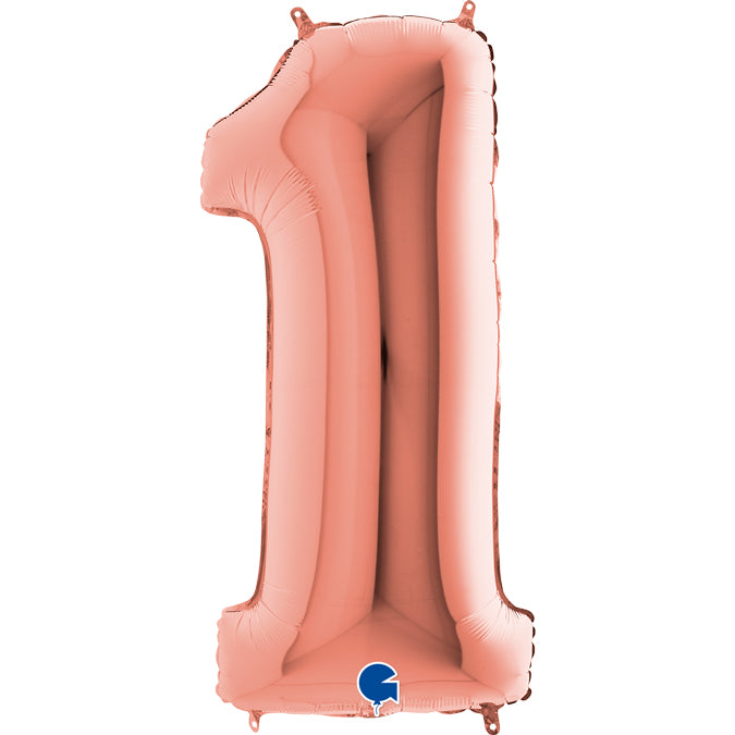 number 1 foil 100cm/40inch pink gold