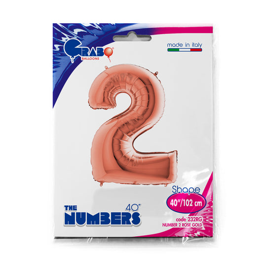 numero 2 foil 100cm/40inch rosa gold