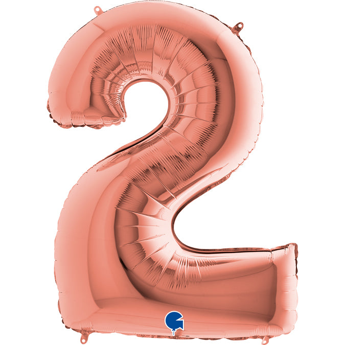 number 2 foil 100cm/40inch pink gold