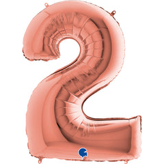 number 2 foil 100cm/40inch pink gold