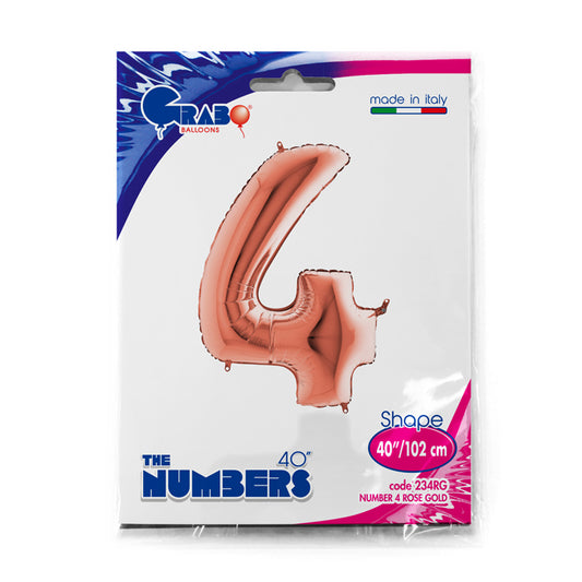numero 4 foil 100cm/40inch rosa gold
