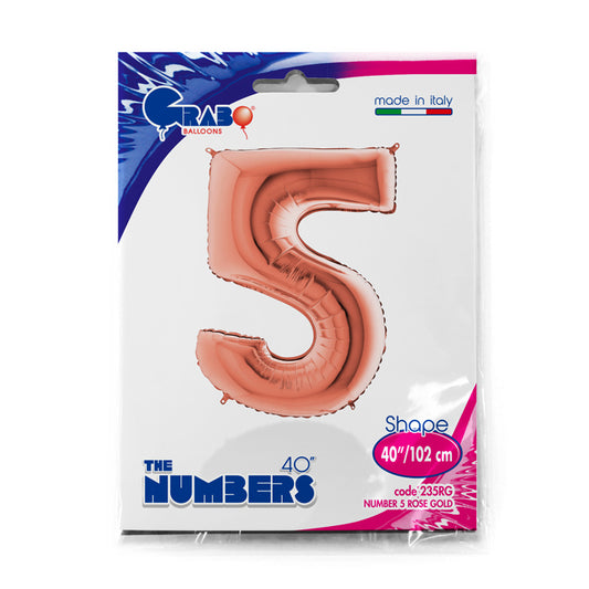 numero 5 foil 100cm/40inch rosa gold