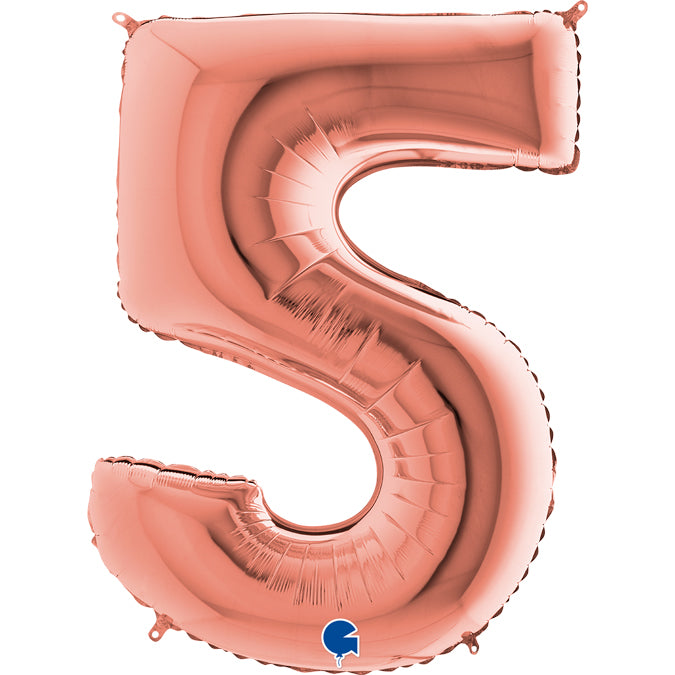 number 5 foil 100cm/40inch pink gold