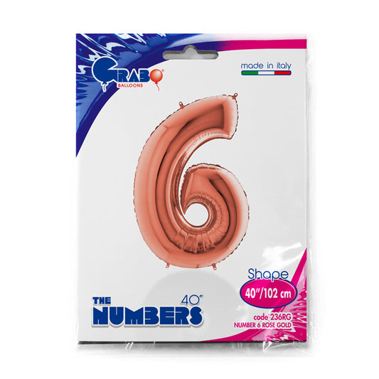numero 6 foil 100cm/40inch rosa gold